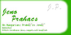 jeno prahacs business card